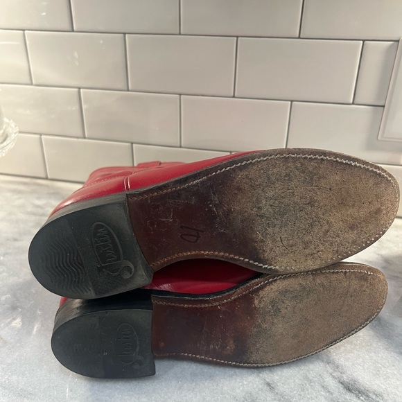 Justin L3055 Womens 7 B Red Leather Round Toe Ropers Western Cowboy Boots - Picture 5 of 8